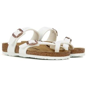 Birkenstock White Sandals with Metallic Buckles kids Mayari footbed sandal